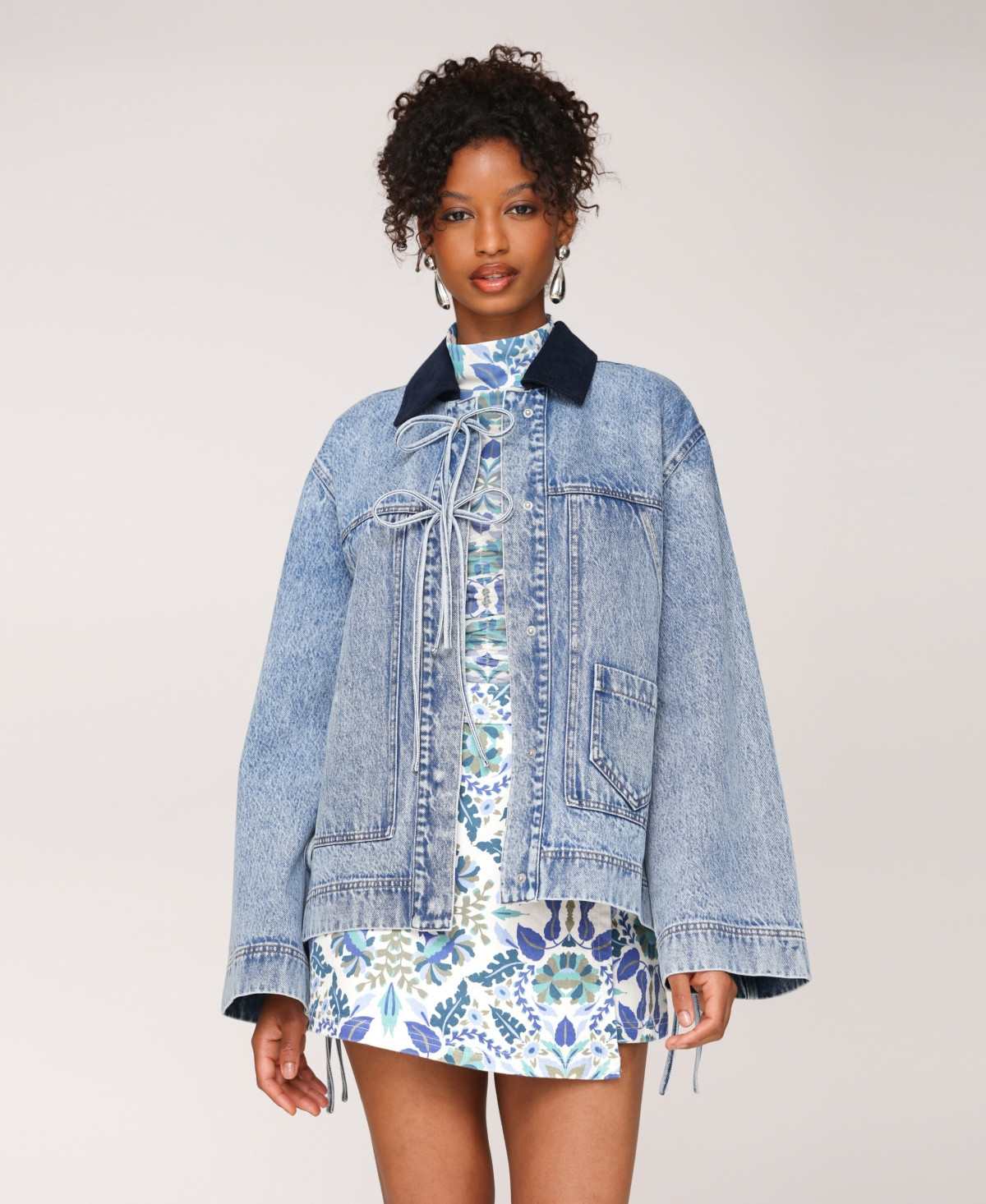 Avec Les Filles Women's Oversized Patch Pocket Chore Jacket - Flutter Wash | Macy's