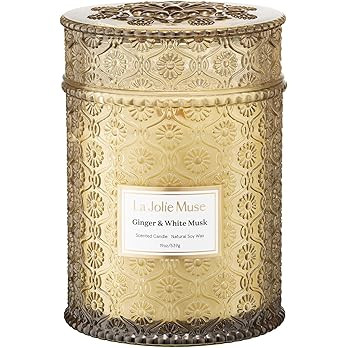LA JOLIE MUSE Ginger & White Musk Candle, Fall Candles for Home Scented, Natural Soy Candles, Woo... | Amazon (US)
