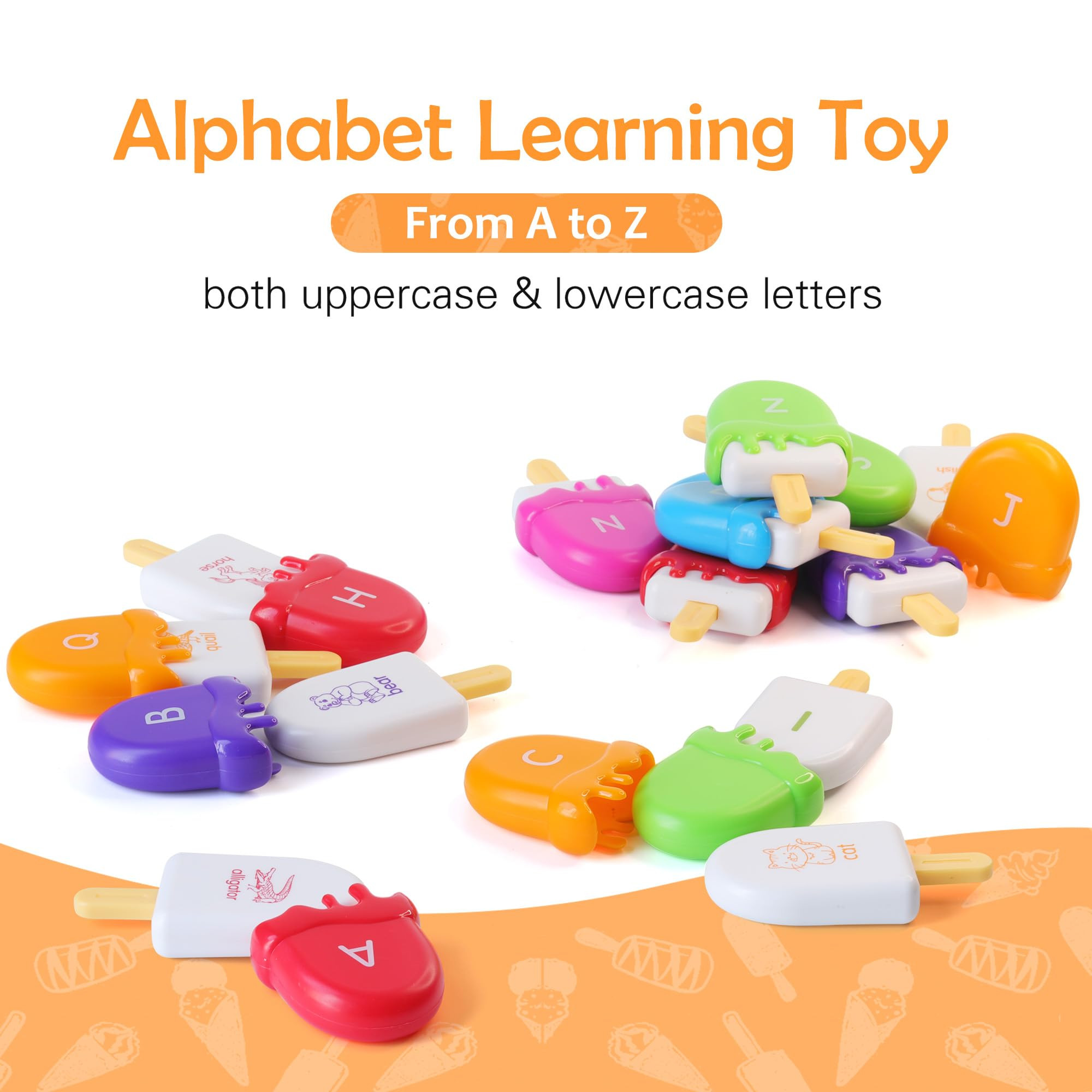 USATDD ABC Alphabet Learning Toys Alphabet Popsicles Animal Matching Toy Uppercase Lowercase Pres... | Amazon (US)