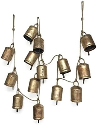 Rustic Decorative Bell Garland on Jute String Rope with Antique Vintage Gold Finish 72" L | Amazon (US)