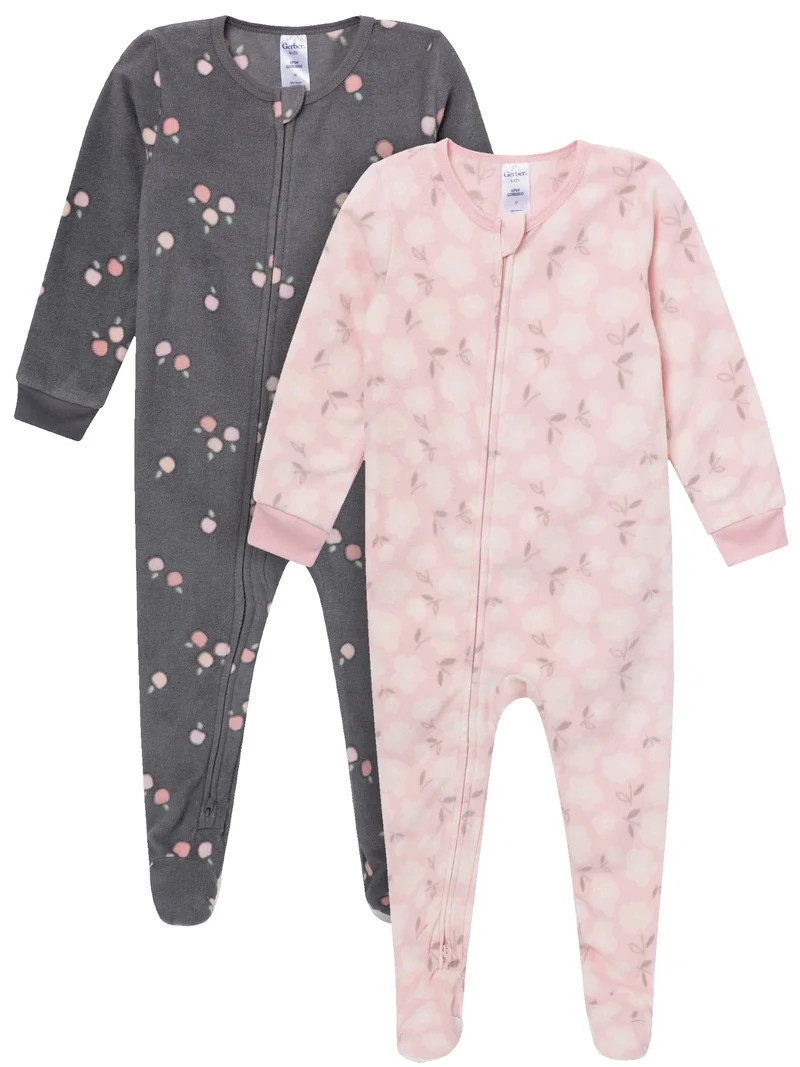 Gerber Baby and Toddler Neutral Microfleece 2-Way Zipper Blanket Sleeper Pajamas, 2-Pack, Sizes 0... | Walmart (US)