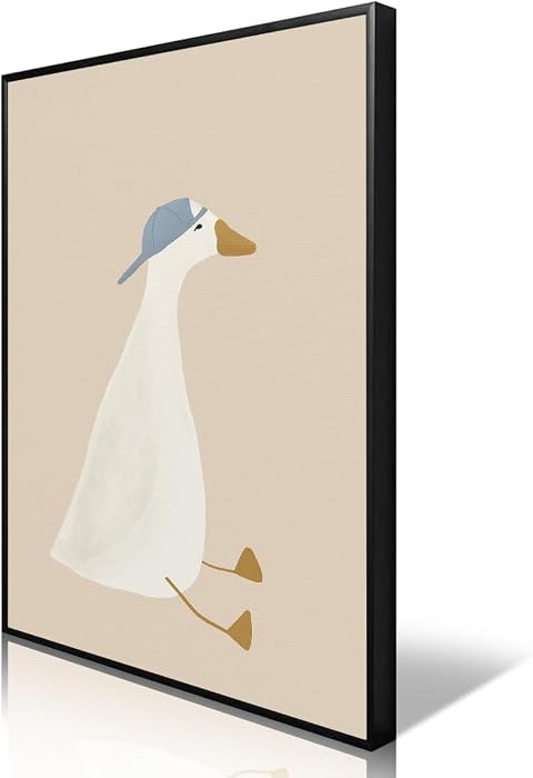 Silly Goose Canvas Wall Art, Cute Nursery Animal Aesthetic Poster, Goose with Baseball Hat Print ... | Amazon (US)