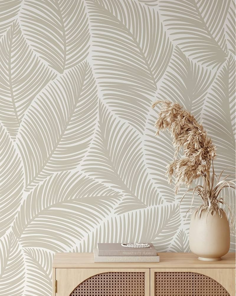 Minimalistic Leaves Wallpaper | Removable Self Adhesive Floral Wallpaper | Scandinavian Peel and ... | Amazon (US)