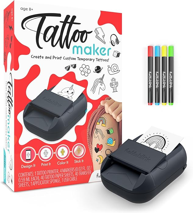 Hello Blink Tattoo Maker Create and Print Custom Temporary Body Art for Kids Ages 8+ – DIY Acti... | Amazon (US)