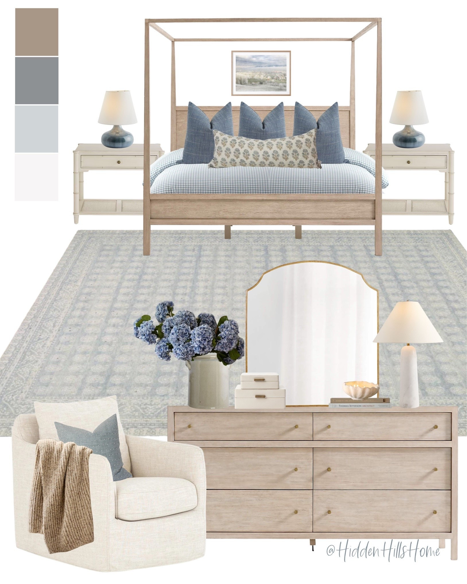 Coastal bedroom decor mood board, bedroom design ideas, master bedroom, canopy bed, bedding, home decor ideas, bedroom inspiration #coastal

#LTKHome #LTKSaleAlert #LTKSeasonal