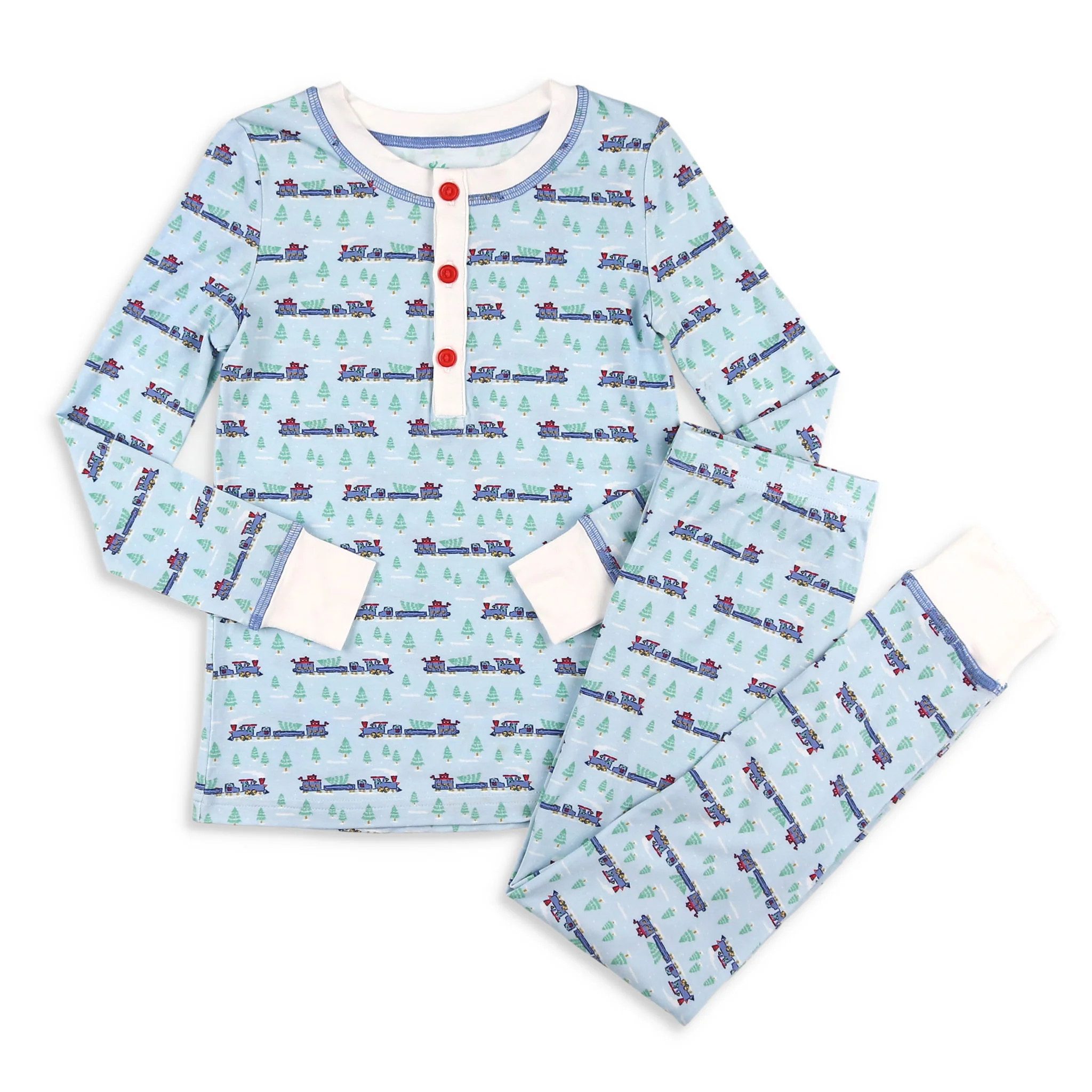 Bamboo Loungewear - Christmas Trains - Shrimp and Grits Kids | Shrimp and Grits Kids