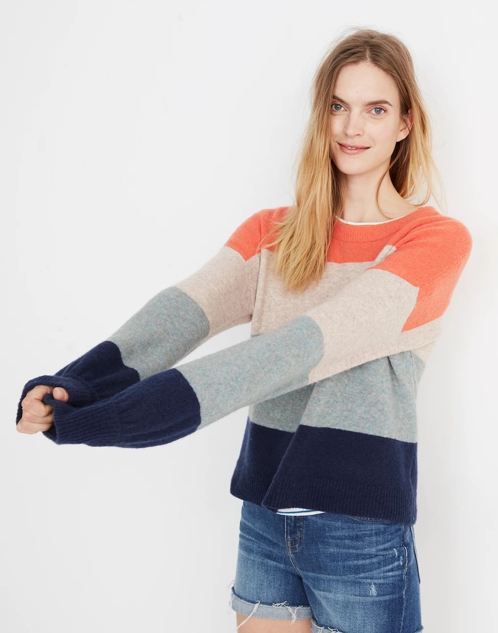 Striped Gladwell Balloon-Sleeve Pullover Sweater | Madewell