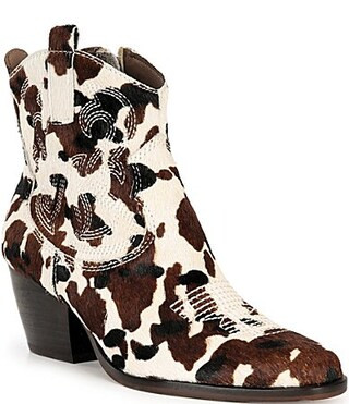 Dolce Vita Shania Cow Print Calf Hair Western Booties - 5.5 | Dillard's