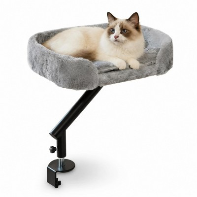 Gray 360° Rotating Cat Desk Bed, Space-Saving Plush Cat Bed with Safety Rails, Comfortable Desk Bed for Office Work, Easy Assembly | Target