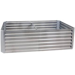 Sunnydaze 71 in. x 35.5 in. Silver Galvalume Galvanized Steel Raised Garden Bed | The Home Depot
