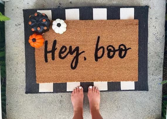 Hey boo doormat Halloween doormat fall doormat pumpkin | Etsy | Etsy (US)