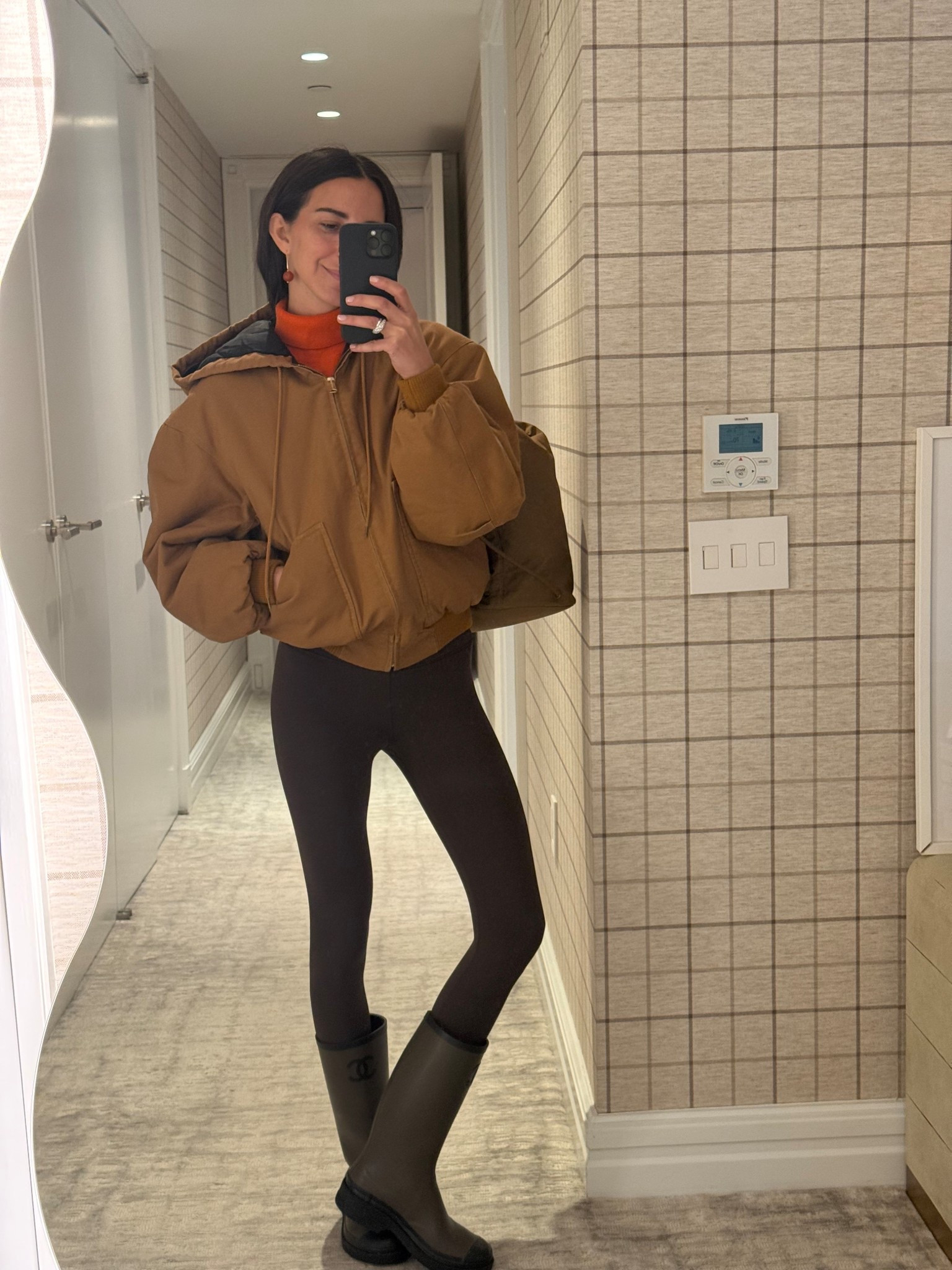 Rainy day outfit! Linking my boots in a different color 