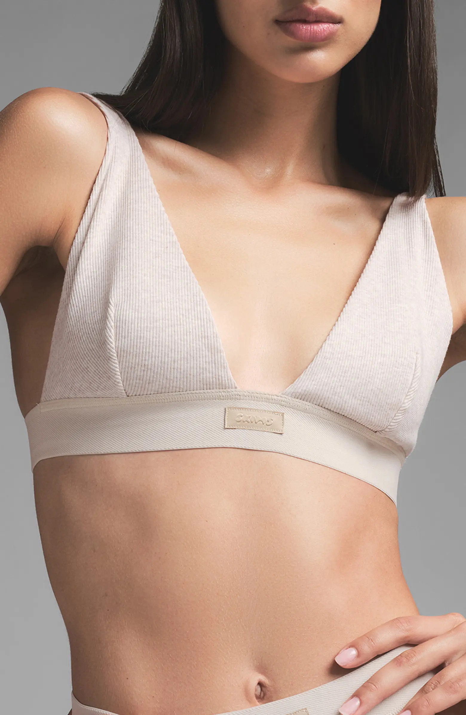 Stretch Cotton Rib Plunge Bralette | Nordstrom