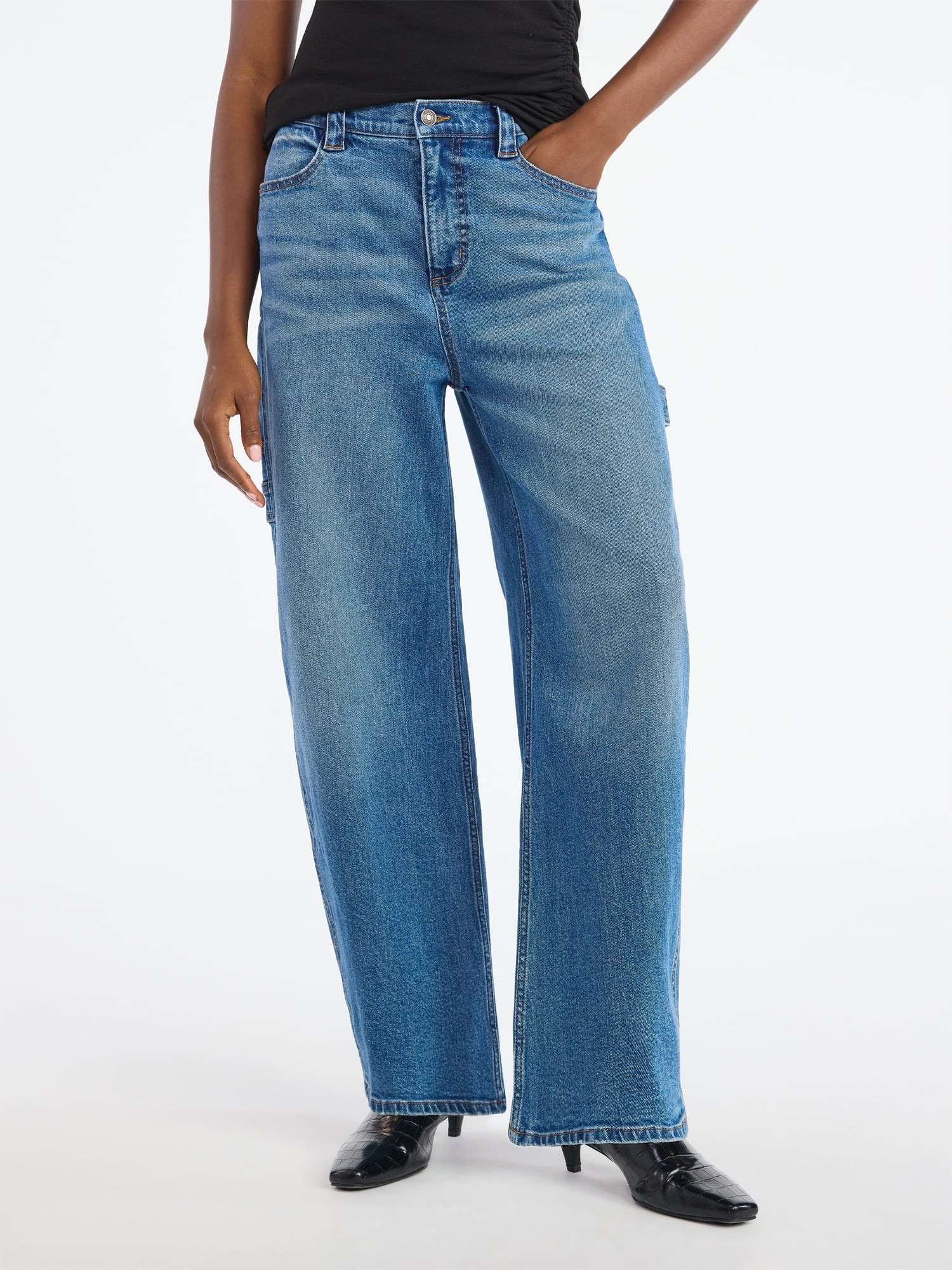 Scoop Women's Barrel Carpenter Jeans, Sizes 0-20 | Walmart (US)