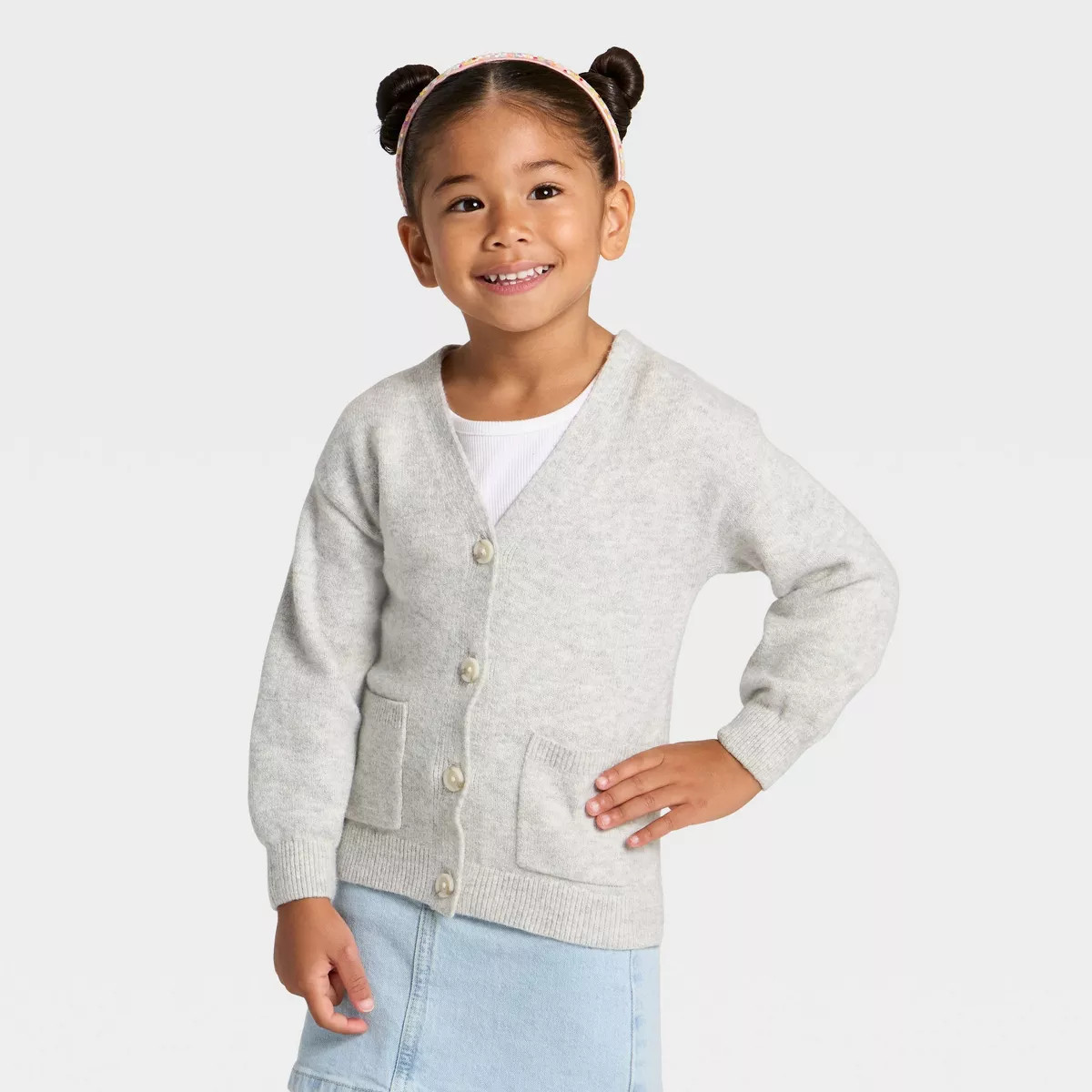 Toddler Girls' Soft Cardigan - Cat & Jack™ Light Heather Gray 3T | Target