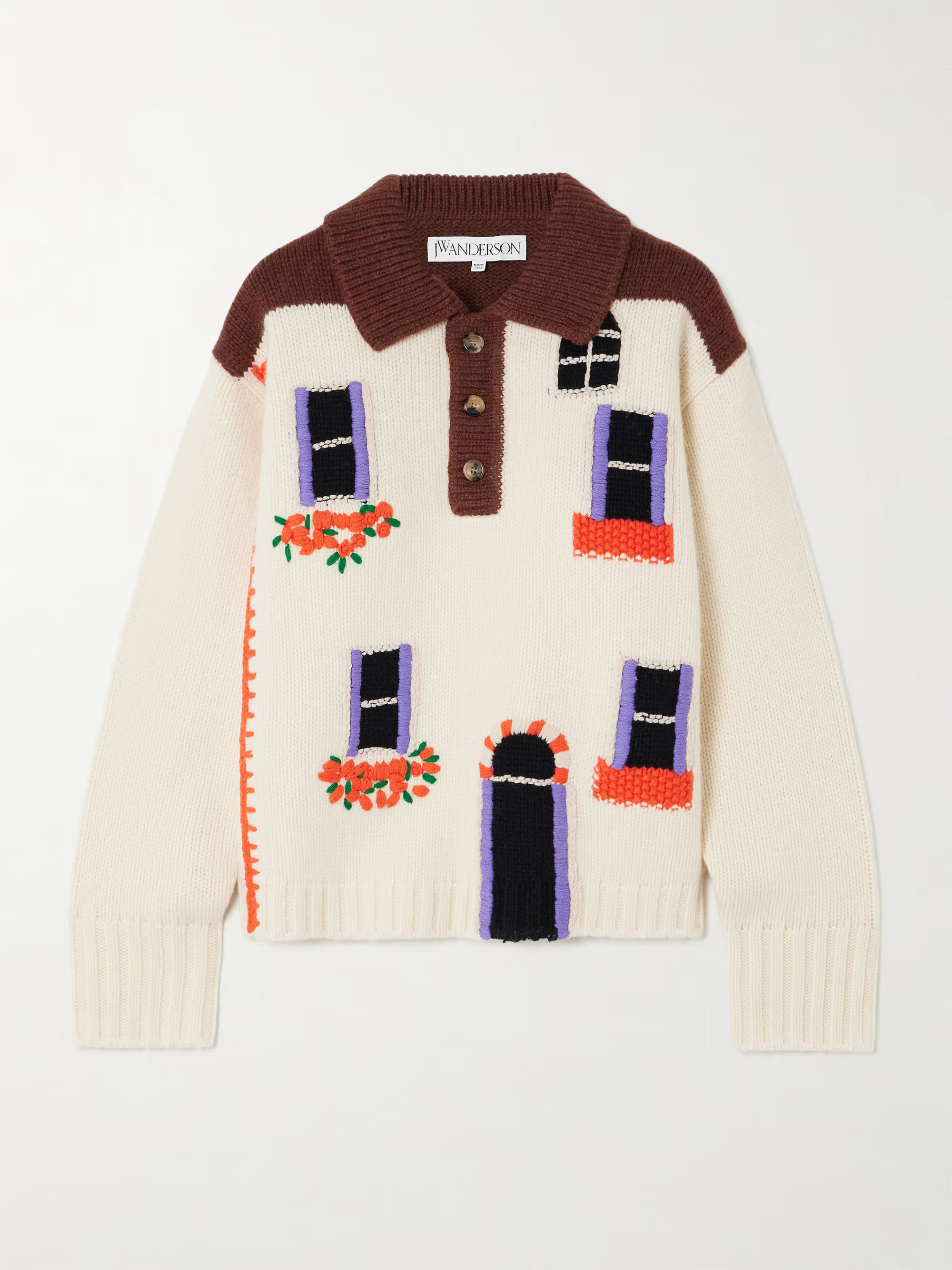 House intarsia-knit wool polo sweater | NET-A-PORTER (US)