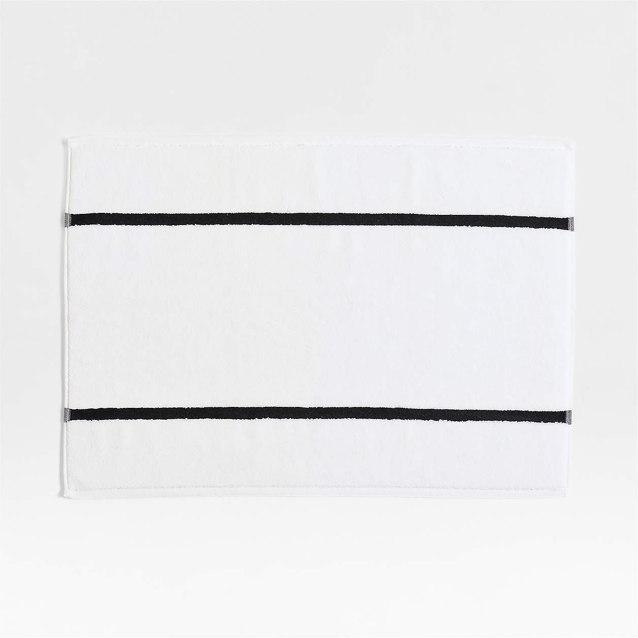 Tuxedo Stripe Organic Cotton Ink Black Bath Mat + Reviews | Crate & Barrel | Crate & Barrel