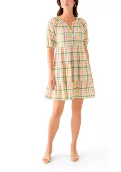 Crown & Ivy™ Women's Multi Plaid Printed Peasant Dress | Belk