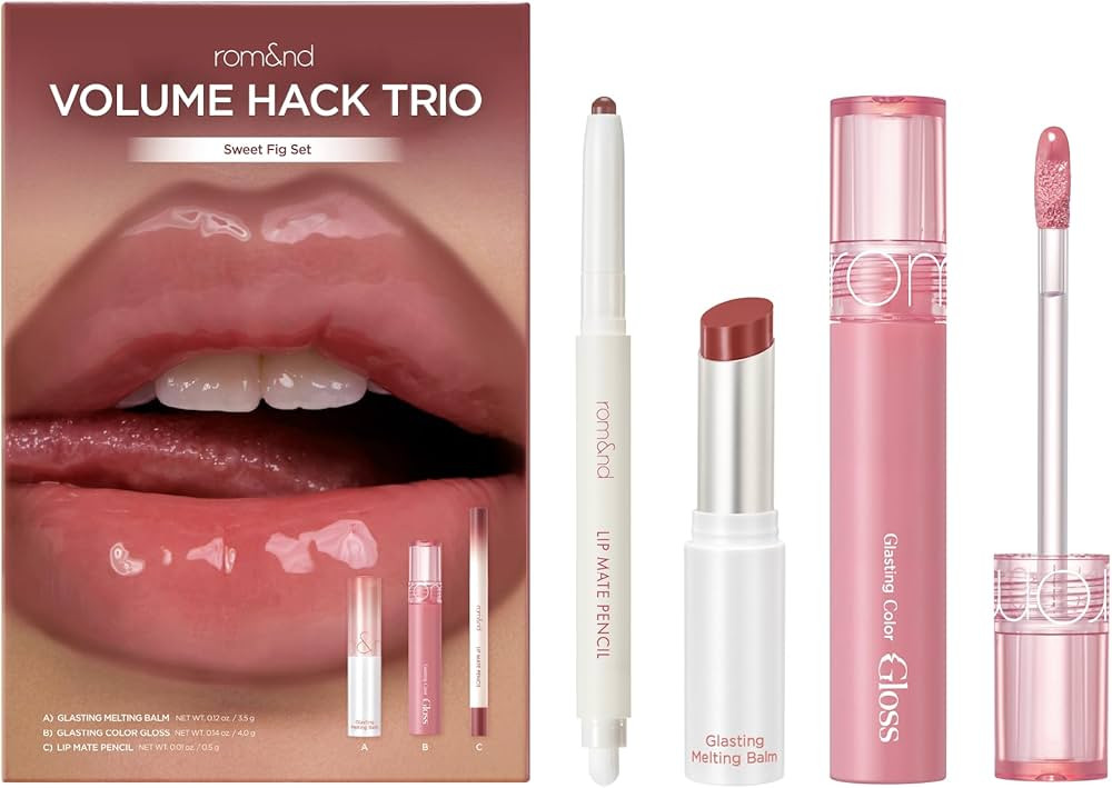 rom&nd Volume Hack Trio Sweet Fig Set | Korean Lip Combo for Plump, Hydrated & Glossy Lips | 3-in... | Amazon (US)