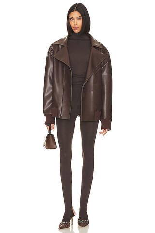 Oversized Moto Jacket in Chocolate | Revolve Clothing (Global)