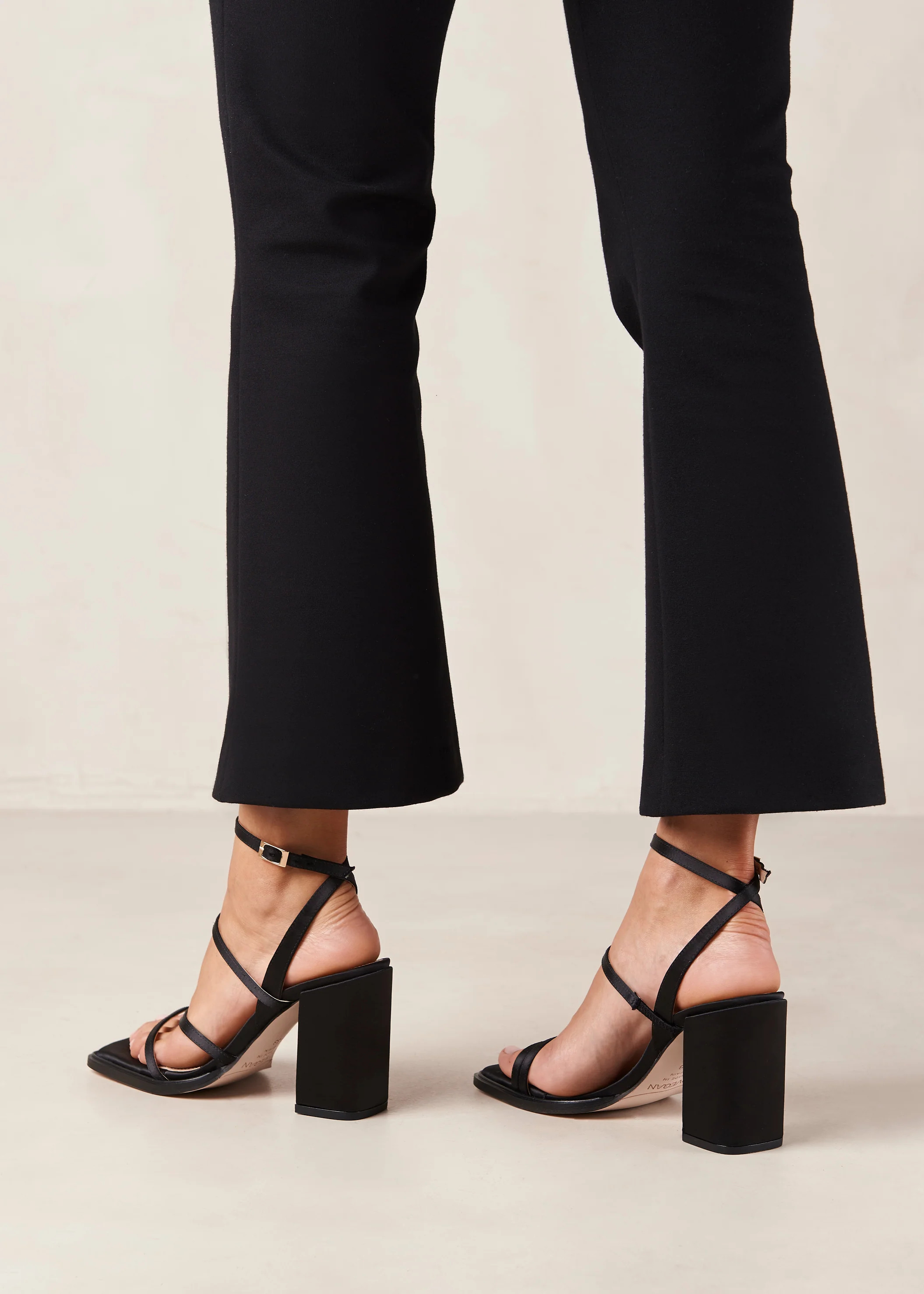 Alexa - Black Satin Sandals | ALOHAS | Alohas AU