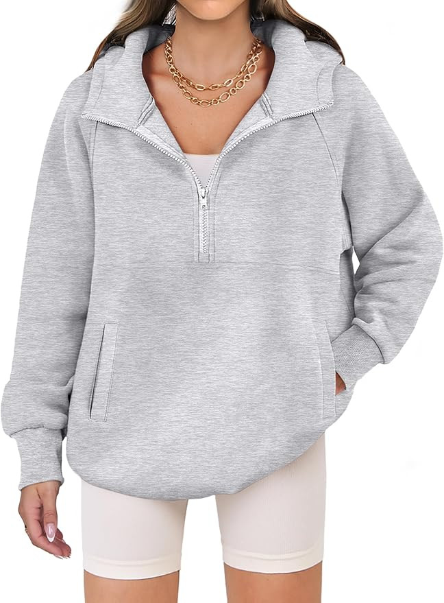 ANRABESS Women Half Zip Oversized Sweatshirt Long Sleeve Fleece Pullover Hoodies 2024 Casual Tren... | Amazon (US)