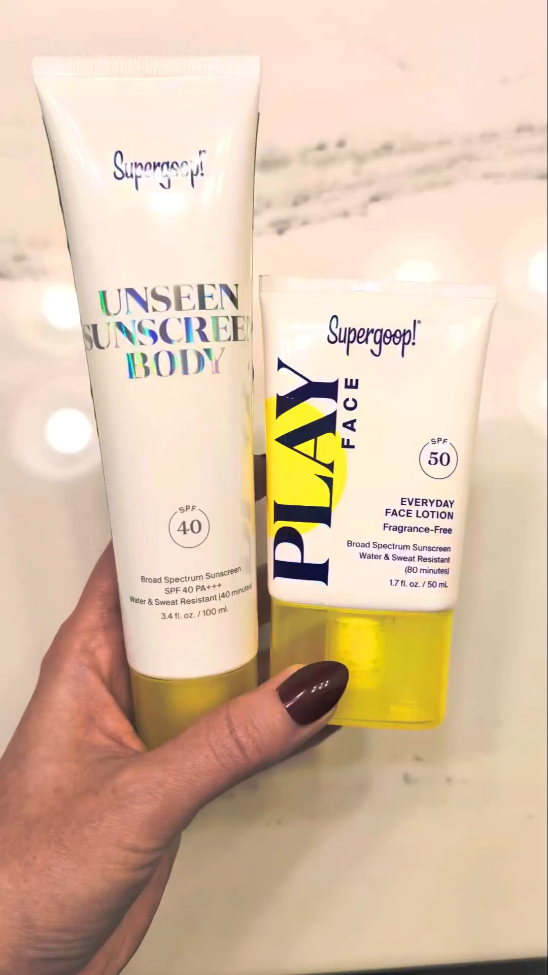 Daily SPF routine and must haves from Supergoop. Unseen sunscreen is completely clear. Play face is lightweight. Love both of these to protect your skin from aging!

#LTKmorningroutine #LTKselfcare #LTKBeauty