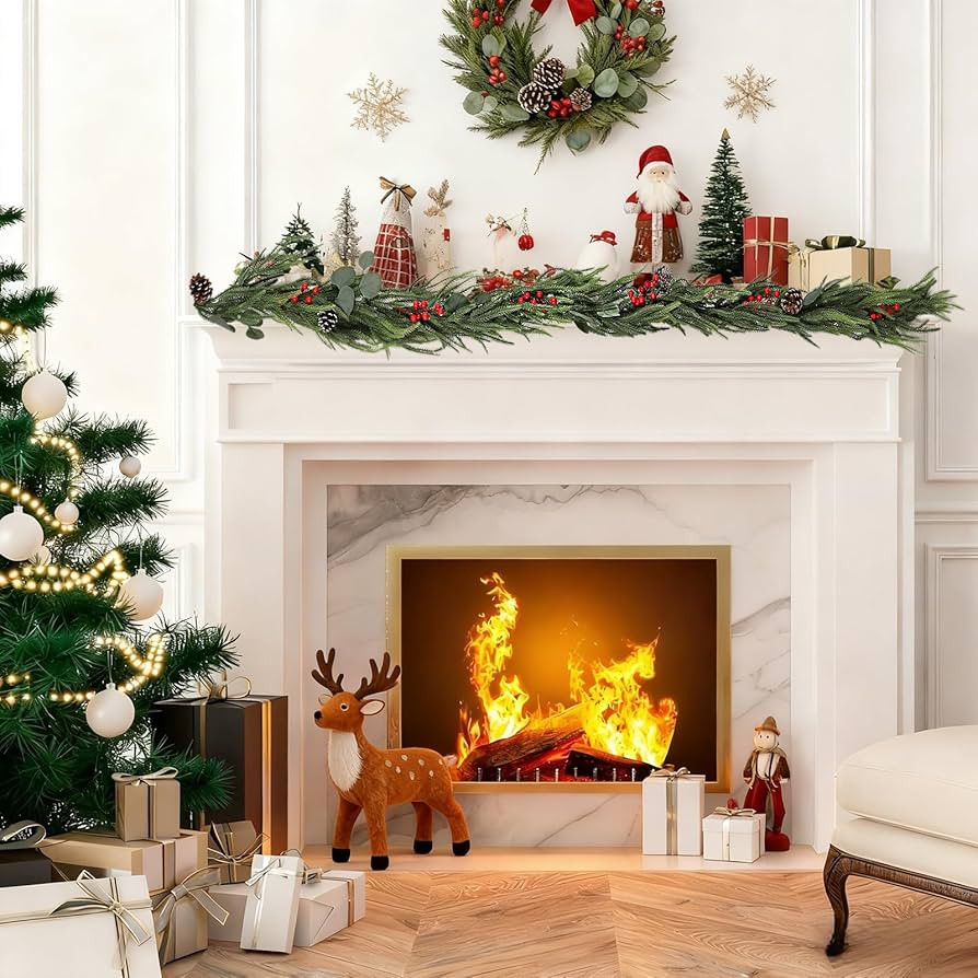 Christmas Garland of Artificial Norfolk Pine 6FT Christmas Decorations Indoor of Real Touch Winte... | Amazon (US)