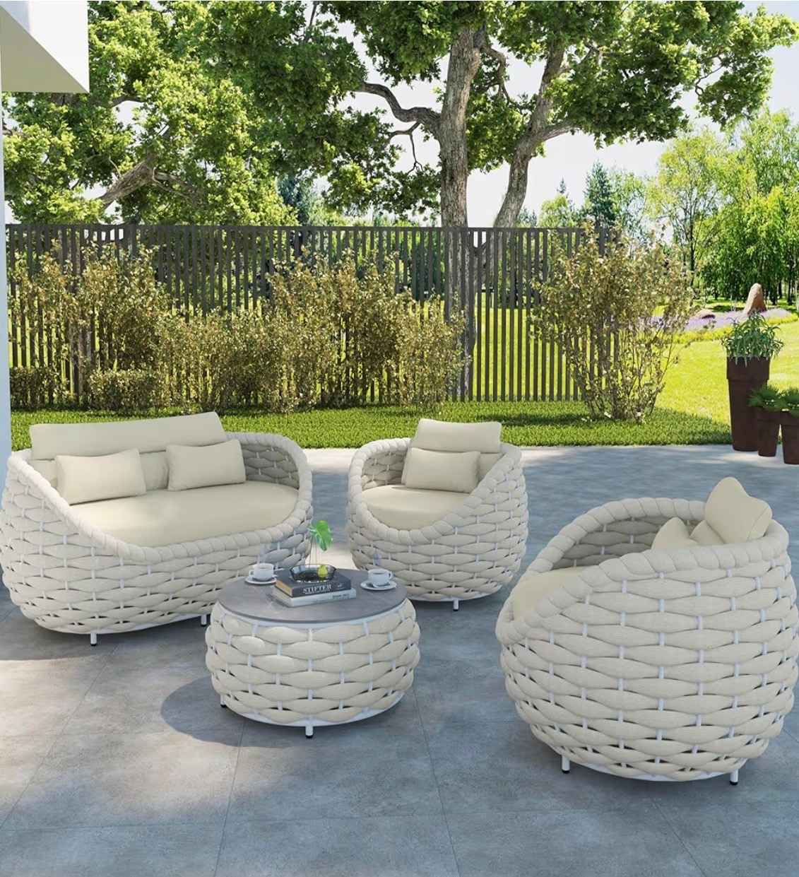 Outdoor 4-Piece Conversation Set Rust Free Patio Furniture Set Already Assembled Compact-Weave Rope

#LTKSaleAlert #LTKHome #LTKSeasonal