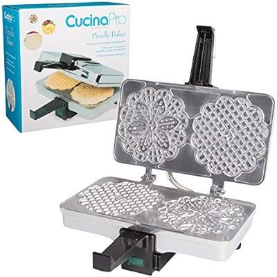 Pizzelle Maker- Polished Electric Pizzelle Baker Press Makes Two 5-Inch Cookies at Once- Recipes ... | Amazon (US)