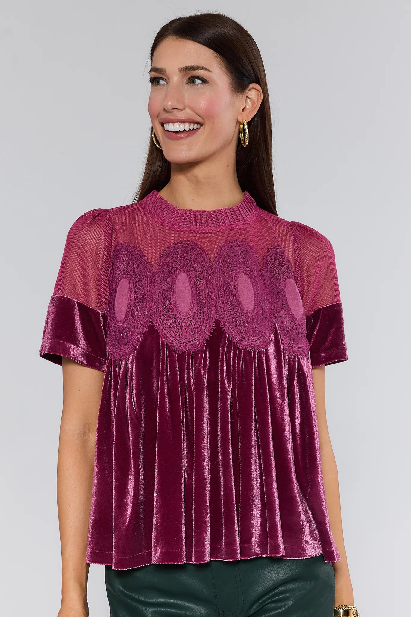 Gabrielle Sugarplum Velvet Top | Avara