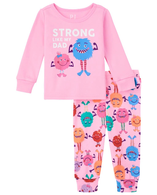 Baby And Toddler Girls Long Sleeve 'Strong Like My Dad' Snug Fit Cotton Pajamas | The Children's ... | The Children's Place