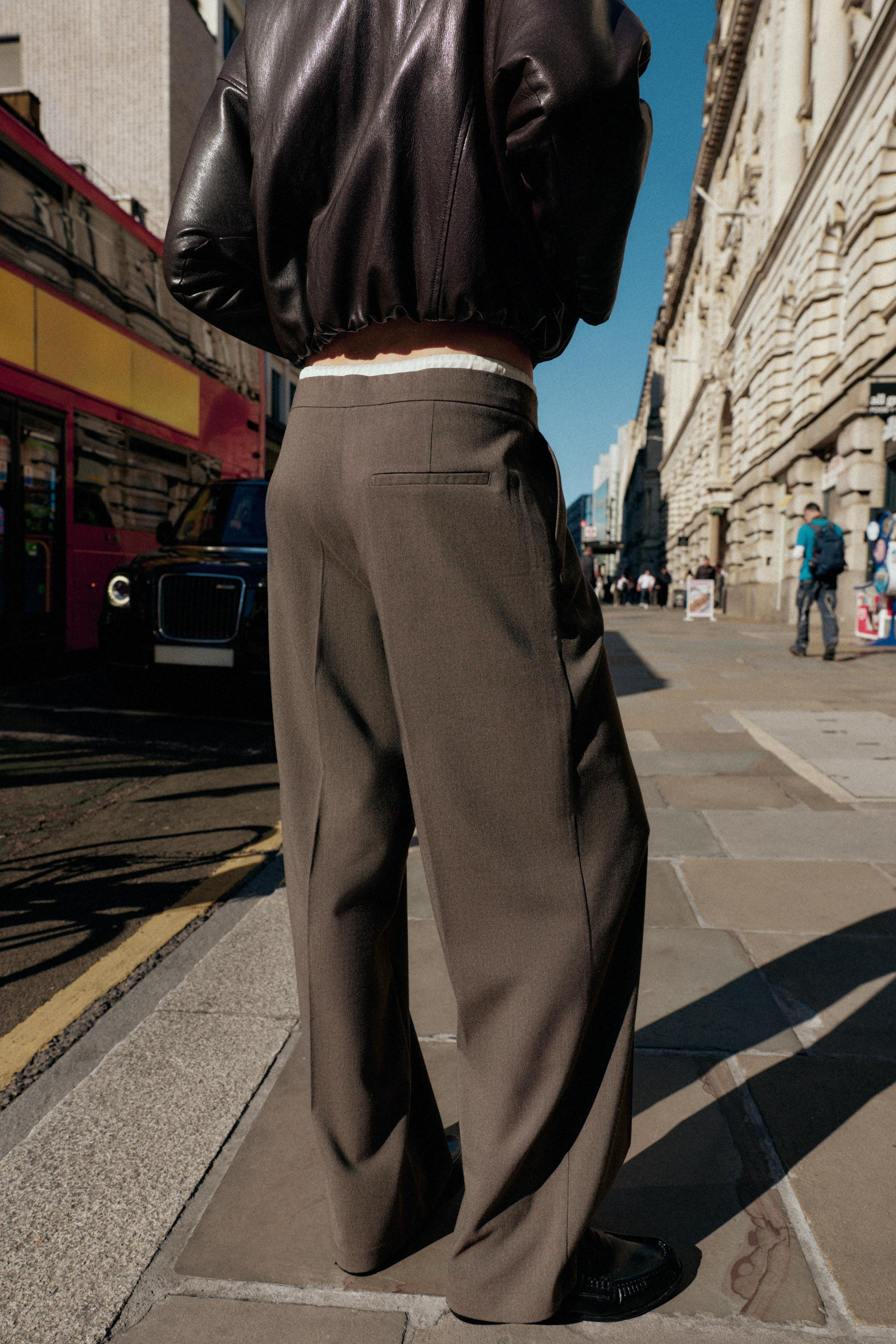 DOUBLE WAISTBAND WIDE-LEG PANTS | Zara US