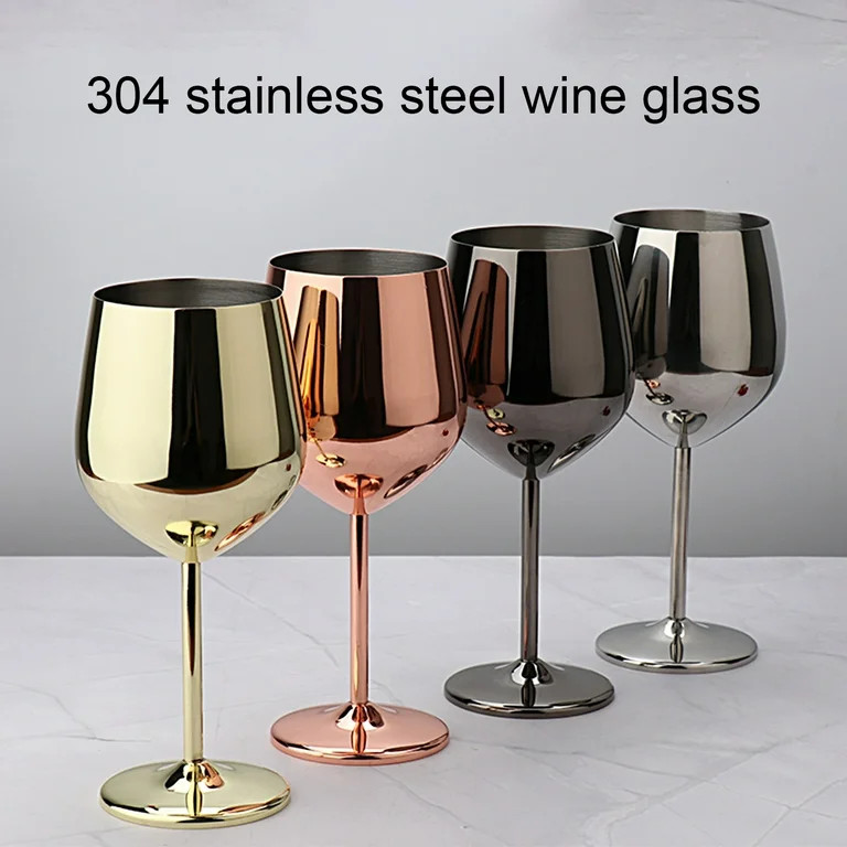 Stainless Steel Wine Glasses, 17 Oz Unbreakable Stemmed Red Wine Glasses, Rose Gold Wine Goblets,... | Walmart (US)