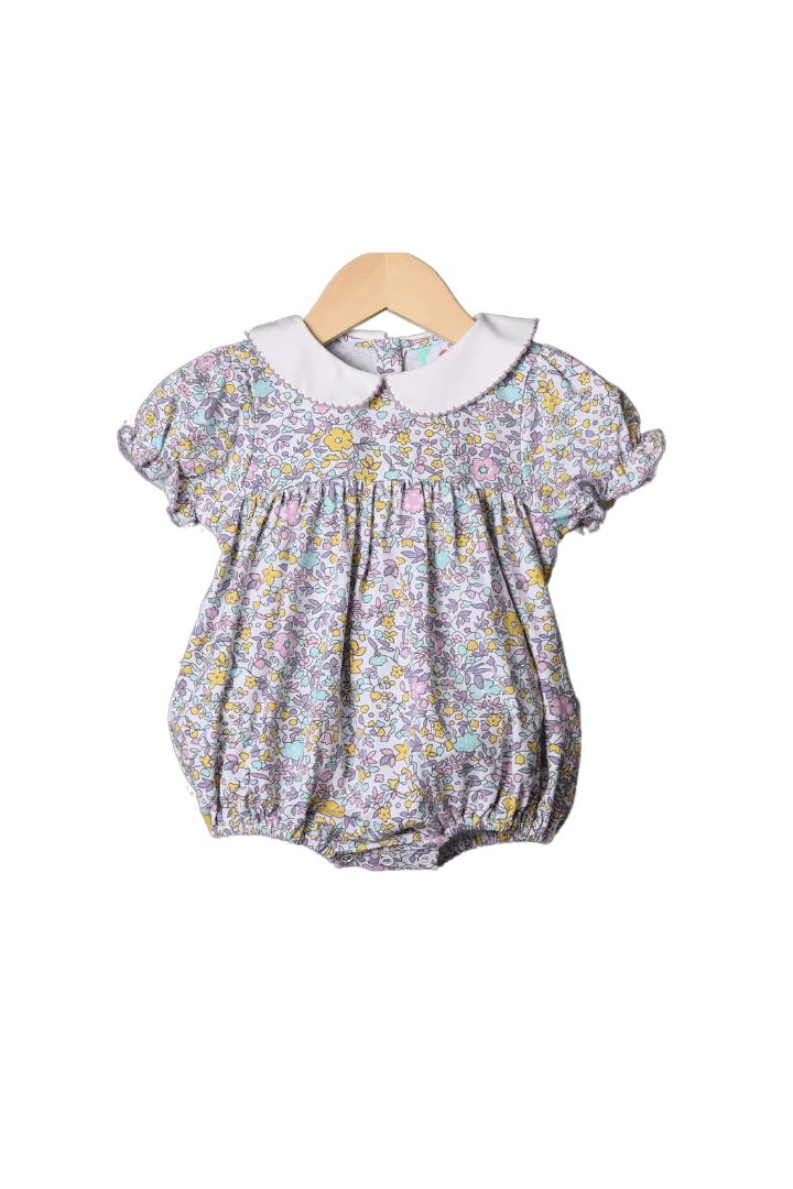 Purple Floral Peter Pan Collar Knit Bubble | The Smocked Flamingo