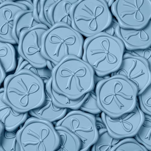 UNIQOOO 3D Bow Wax Seal Stickers - 50 Pcs Elegant Self-Adhesive Dusty Blue Seals, for Wedding Invitations, Gift Wrapping Decals,Envelopes, Christmas & Party Decor, Greeting Cards | Amazon (US)