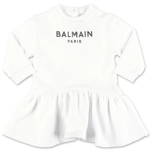 Balmain Kids Logo Printed Flared Sweatshirt Dress | Cettire Global