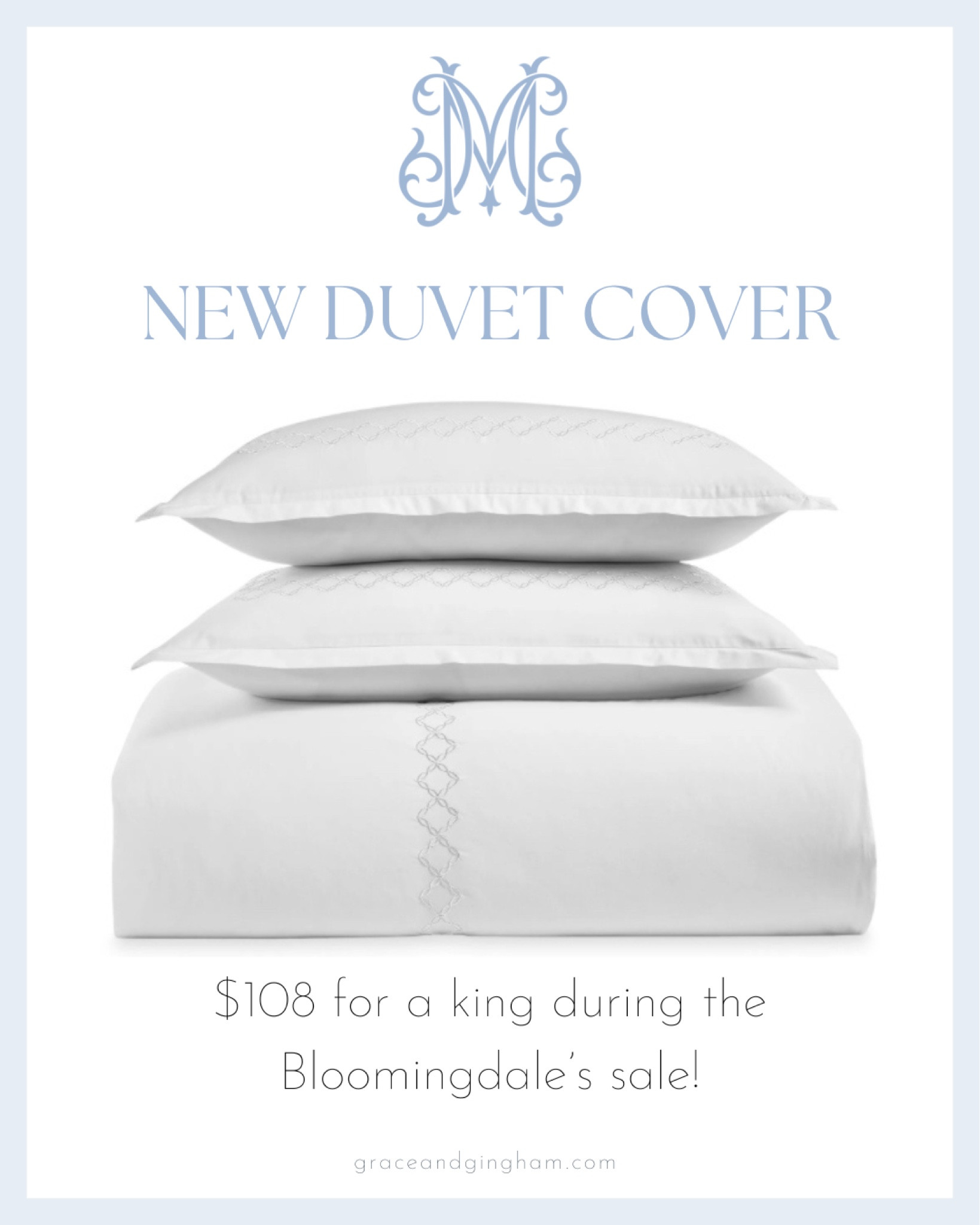 I just ordered this gorgeous embroidered cotton percale king duvet cover from the Bloomingdale’s Labor Day sale! The white is currently only $108 (it’s a regular $360) — such a great deal and perfect for a little bedroom refresh heading into the fall!

duvet cover, cotton duvet, bedding set, master bedroom, classic home

#LTKSaleAlert #LTKFallSale #LTKHome