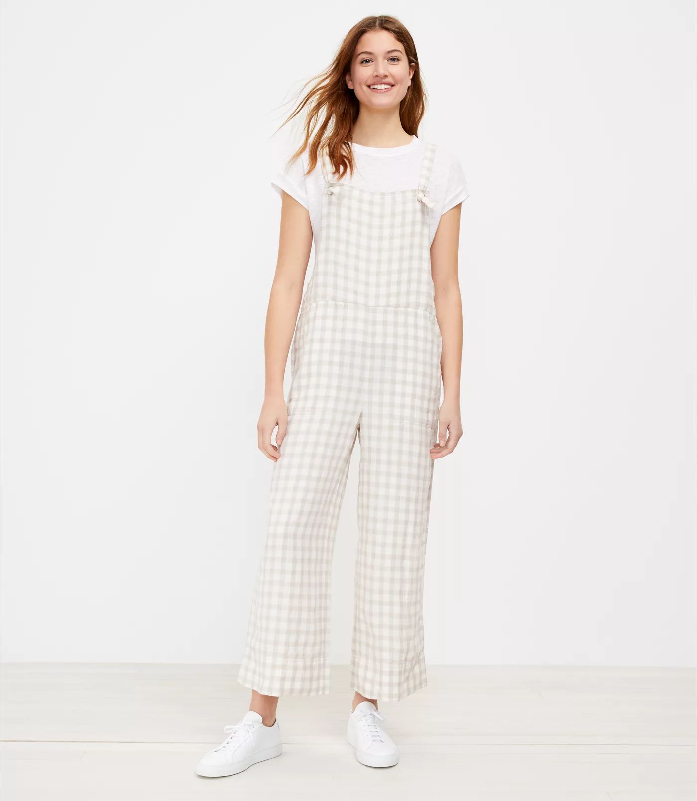 Lou & Grey Gingham Linen Overalls | LOFT | LOFT