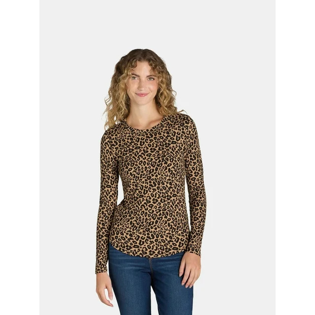 No Boundaries Ribbed Crewneck Tee with Long Sleeves, 1 or 2-Pack, Women's | Walmart (US)