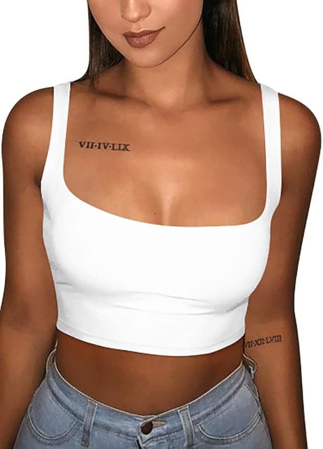 GOBLES Women's Sexy Summer Basic Solid Sleeveless Stretch Crop Tank Top | Amazon (US)