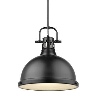 Duncan 1-Light Black Pendant and Rod with Matte Black Shade | The Home Depot