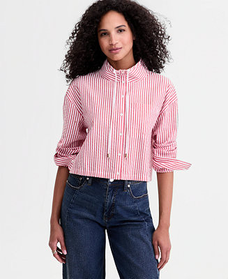 Women's Cropped Drawstring Button-Front Shirt, Macy's Exclusive | Macy's