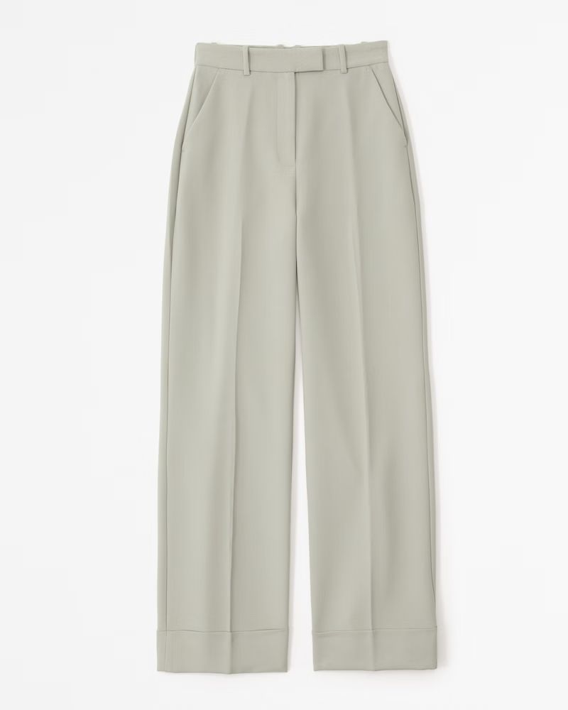 Cuffed Hem Tailored Wide Leg Pant | Abercrombie & Fitch (US)