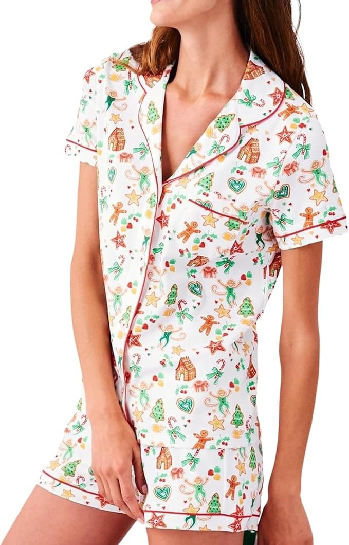 Women Y2k Pajamas Set Cute Preppy 2PCS Button Down Holiday Monkey Shorts Summer Outfit Beach Vaca... | Amazon (US)