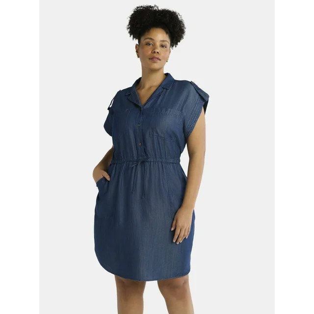 Time and Tru Women's and Women's Plus Cotton Utility Shirtdress, Sizes XS-4X | Walmart (US)