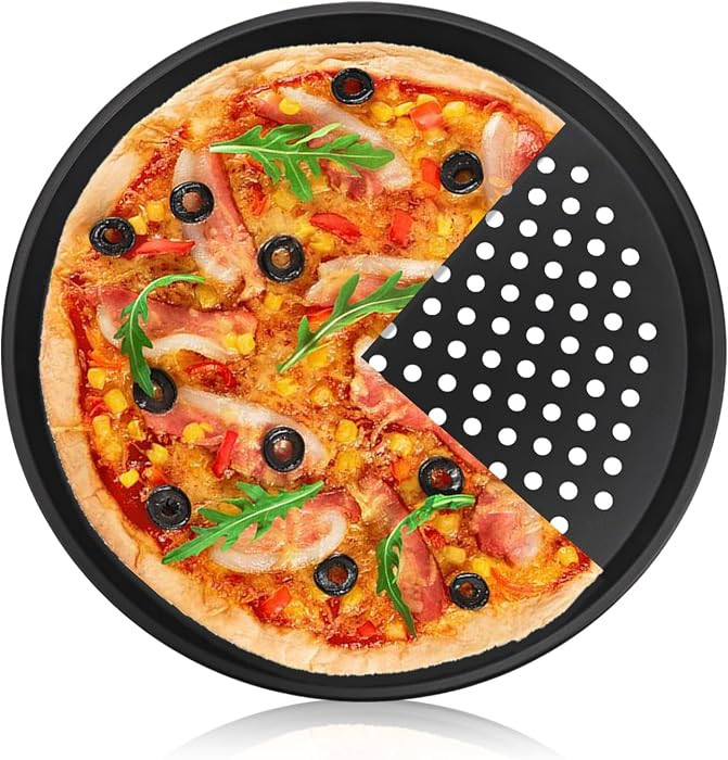 12-Inch Nonstick Pizza Pan with Holes, Perforated Carbon Steel Pizza Tray for Oven, Round Bakewar... | Amazon (US)