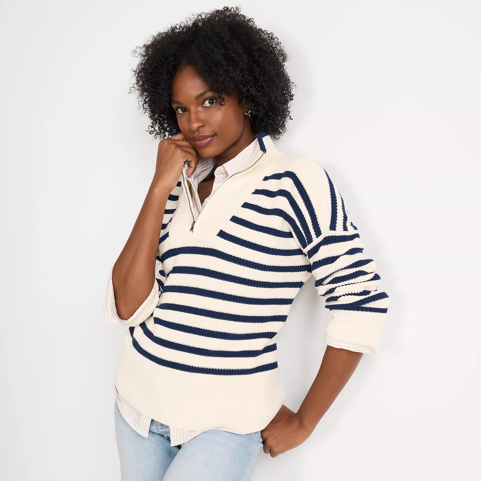 Women's Drifter Cotton Quarter Zip Pullover Sweater | Lands' End (US)