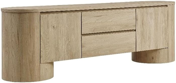 Modway Duval 71 Inch Oval TV Stand in Light Oak – Low Profile Mid Century Modern Media Cabinet - Living Room Entertainment Center with Storage | Amazon (US)