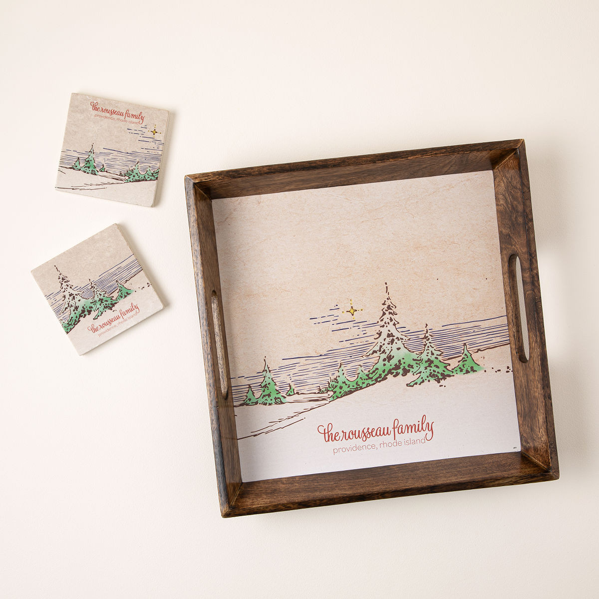Custom Holiday Tray and Coaster Set | UncommonGoods